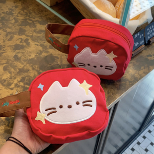 可爱猫咪收纳包卫生巾化妆品小杂物零钱包相机包小型便携化妆包女