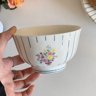 法式花卉陶瓷碗家用吃饭碗碟餐具套装高颜值酸奶碗水果沙拉碗小碗