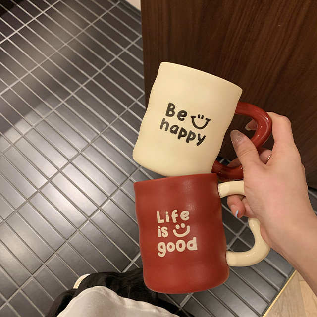 卡通字母洗漱杯学生宿舍刷牙杯子牙杯高颜值可爱带手柄漱口杯女