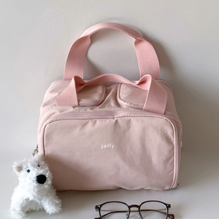 高级韩粉色化妆包外出便携式女士出差旅行洗漱包防水大容量化妆袋