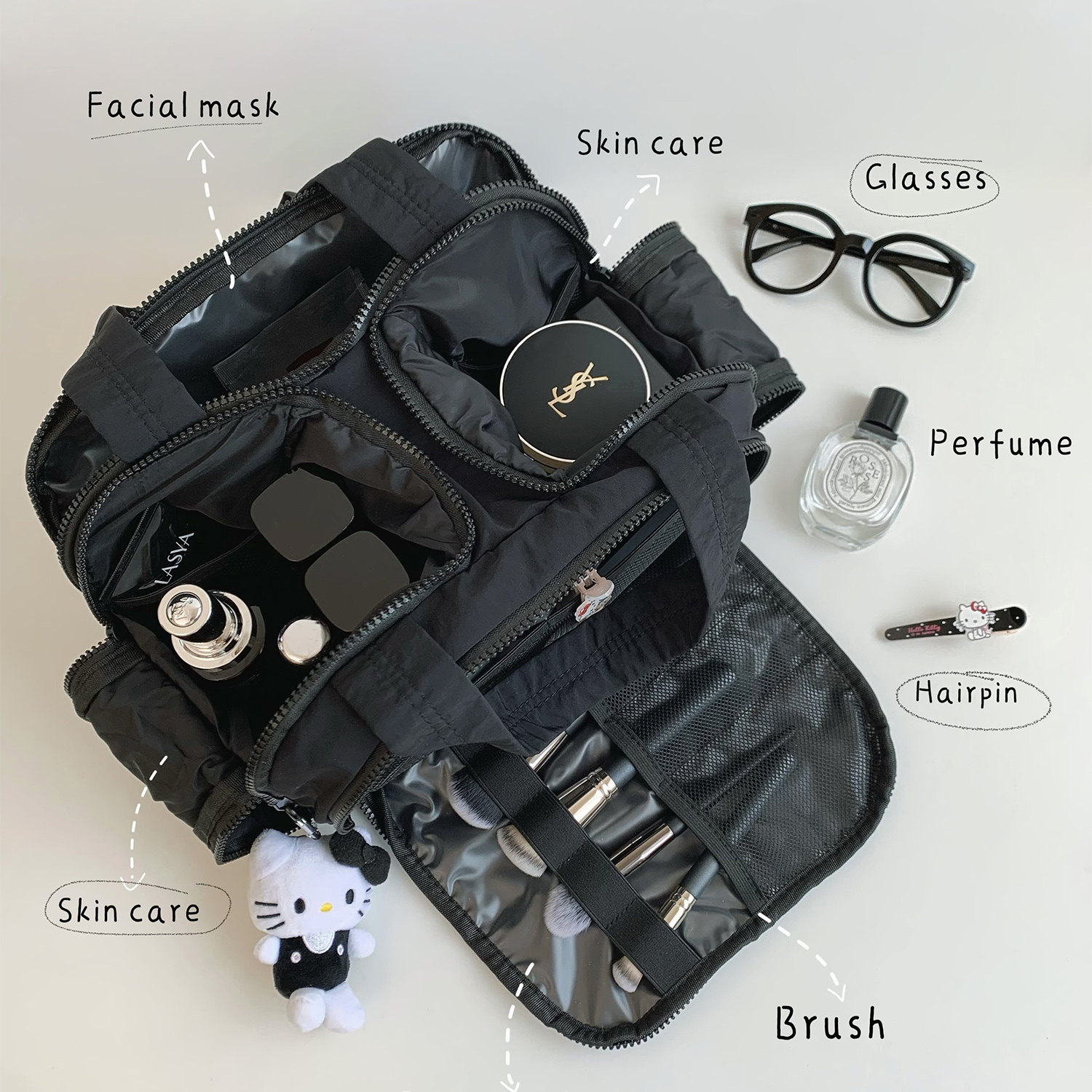 化妆包女便携旅行洗漱收纳包防水超大容量高级黑色外出手提化妆袋,收纳整理,化妆包,淘宝优惠券,粉丝福利购,淘宝优惠卷