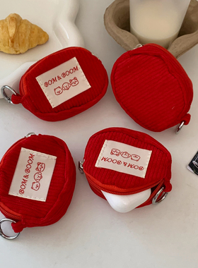 复古灯芯绒零钱包女随身便携小包包可挂口红杂物收纳包迷你化妆包