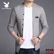 Playboy Men 2019 Xuân-Thu Mới Áo khoác đan mới Hàn Quốc Áo len dệt kim mỏng - Cardigan