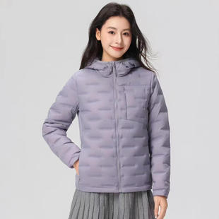 跨境秋冬90白鸭绒轻薄羽绒服女短款连帽压胶韩版修身休闲外套常规