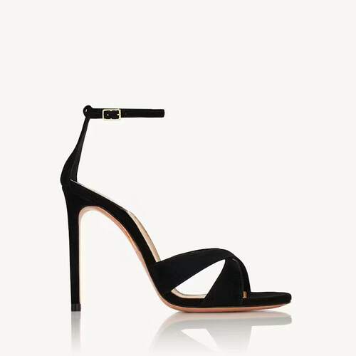 新款 跨境欧美时装凉鞋绑带细跟外贸女鞋black sandals2025年春季