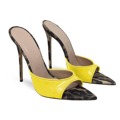 跨境时装凉鞋 欧美尖头拼色细跟外贸女鞋women sandal high heels