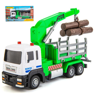 新款 塑料/合金仿真工程伐运木车声光车模型儿童玩具