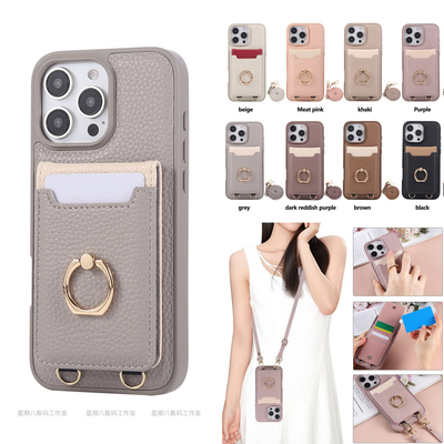 欧美指环扣零钱插卡包斜挎挂绳适用谷歌pixel9proxl手机壳pixel8pro保护套8皮质Googlepixel7a可放卡装卡一体