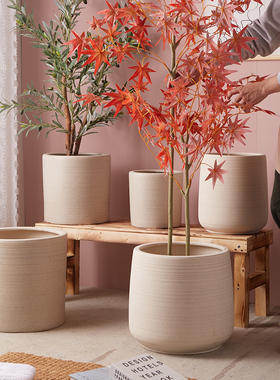 特大号陶瓷花盆高档家用客厅种树大口径酒店组合摆件种树陶土创意