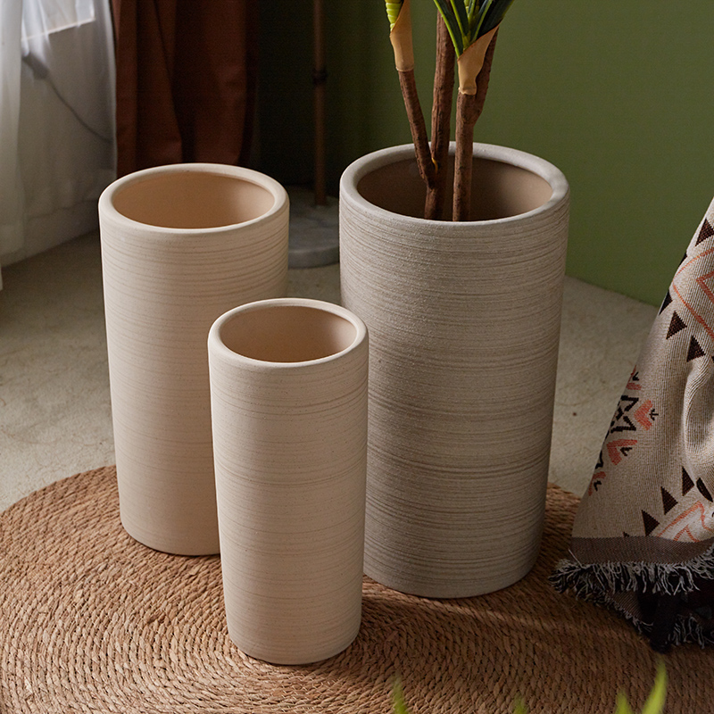 adee特大号陶瓷花盆高款日式极窄高筒酒店组合盆透气绿植