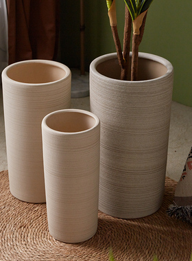 adee特大号陶瓷花盆高款日式极窄高筒酒店组合盆透气绿植
