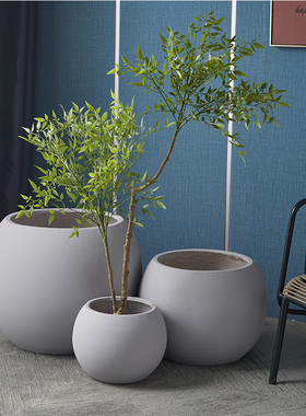 大型摆件组合盆大圆球陶瓷特大号镁泥水泥花盆大号庭院阳台家居