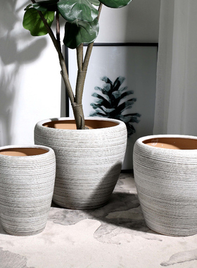 北欧简约陶瓷花盆超特大号客厅落地大花缸家用清仓大口径种发财树