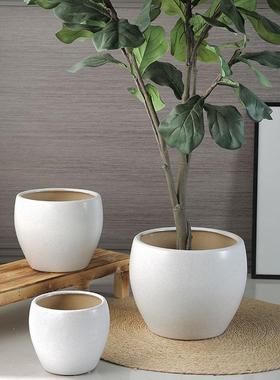 简约特大号陶瓷花盆北欧风大口径客厅阳台庭院别墅绿植发财树盆器
