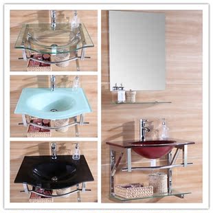 小巧迷你钢化玻璃洗脸盆卫浴支架洗手盆洗面盆台上盆洗漱台洗手盆