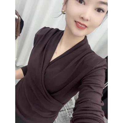 欧洲站交叉设计感内搭打底衫