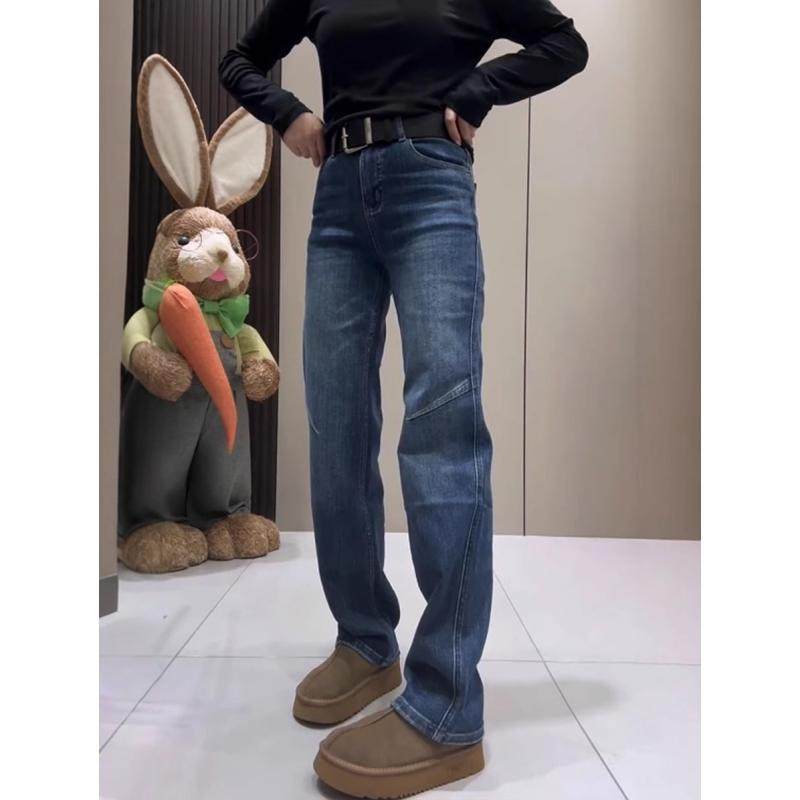 美式直筒牛仔裤女春秋窄版法棍裤弹力显瘦弯刀裤遮胯藏肉阔腿长裤,女装/女士精品,大码裤装,淘宝优惠券,粉丝福利购,淘宝优惠卷