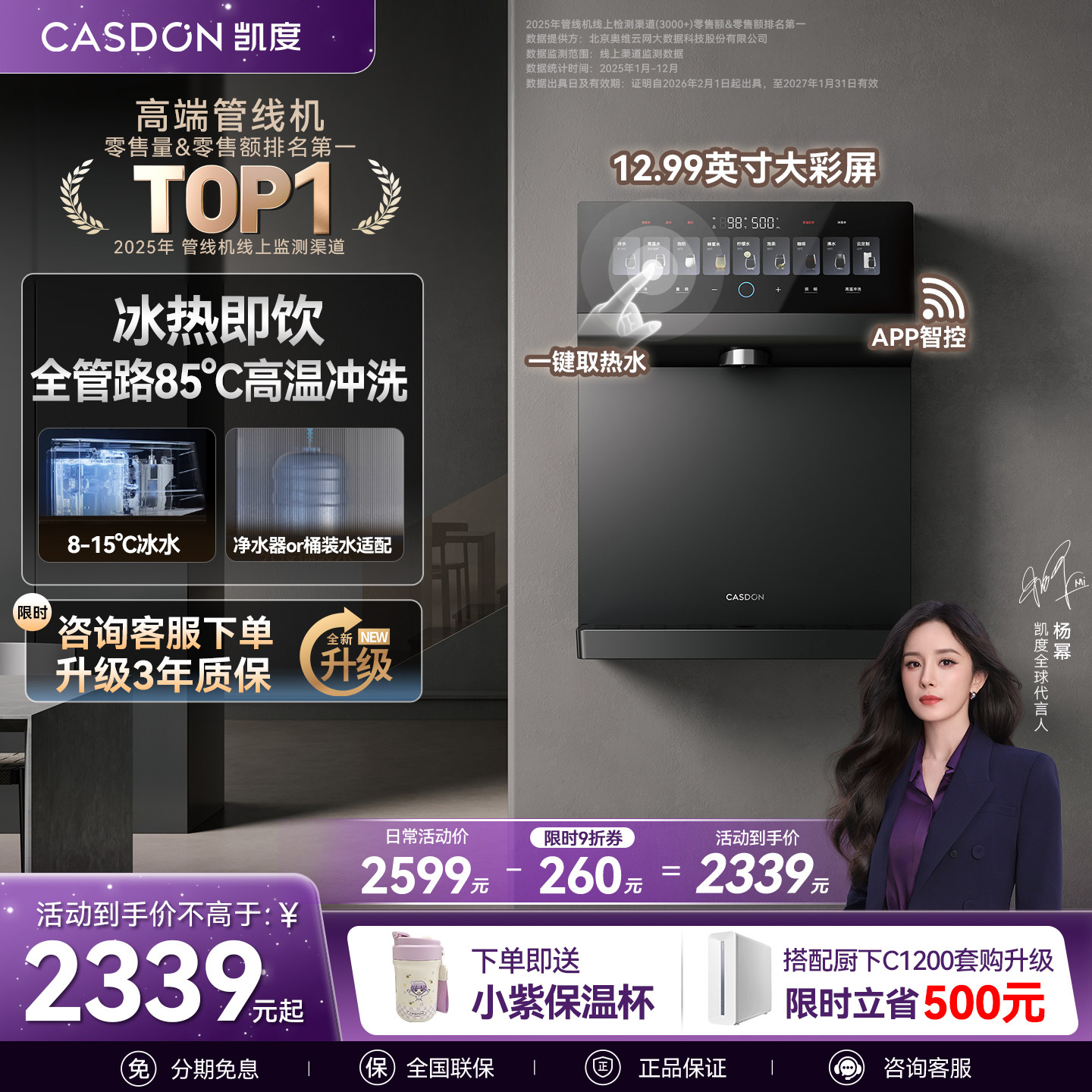 凯度冰泉管线机壁挂式直饮机即热饮水机净水器家用2025年新款KG1