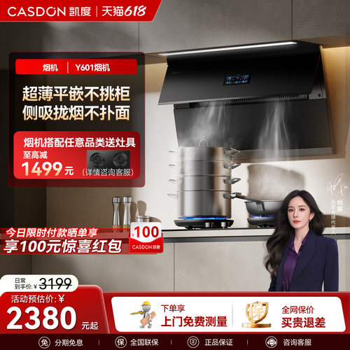 凯度抽油烟机侧吸厨房家用变频大吸力旗舰店星纹Y601