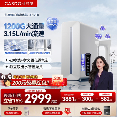 凯度鲜矿水净水器家用0阻垢直饮厨房自来水过滤器饮水机C1200