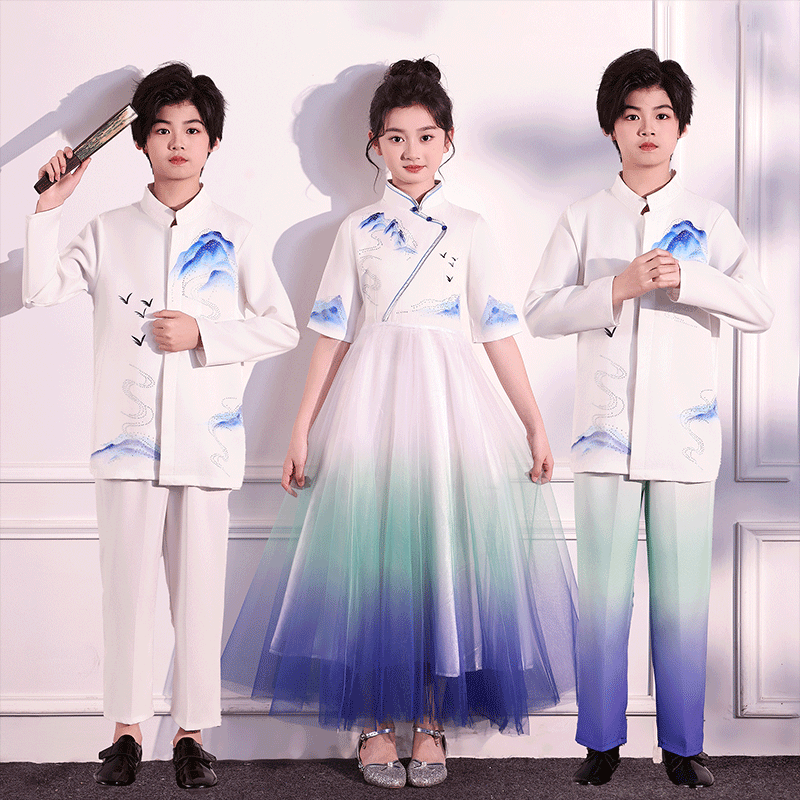 六一儿童合唱演出服中小学生大合唱团诗歌朗诵演讲比赛主持人礼服