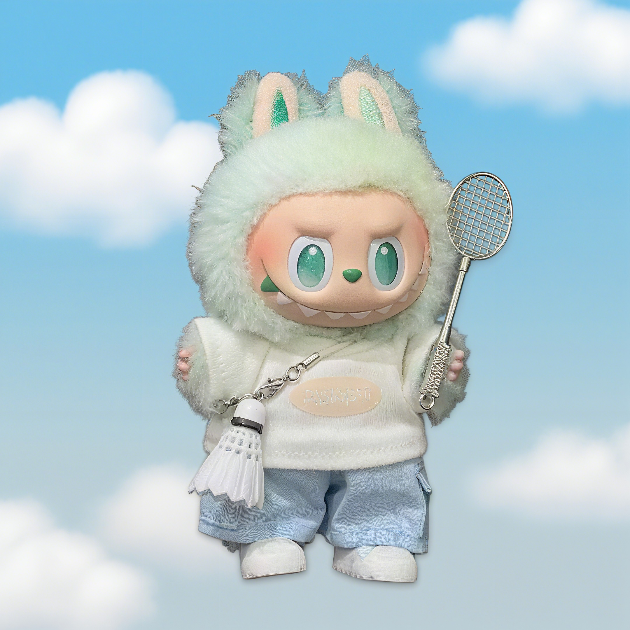 一二三代拉布布羽毛球衣服运动套装蓝色labubu娃衣