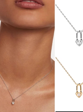 西班牙pdpaola爱心形锁头项链女款叠戴吊坠925纯银520礼物送女友