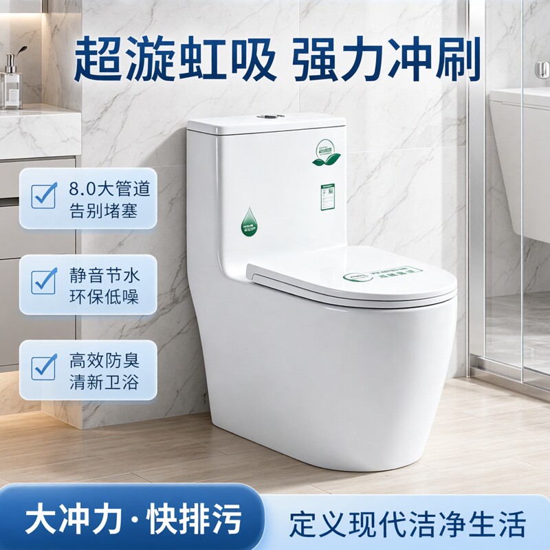 碧维马桶家用超漩虹吸式大冲力8.0大管道节水静音型防臭同城配送