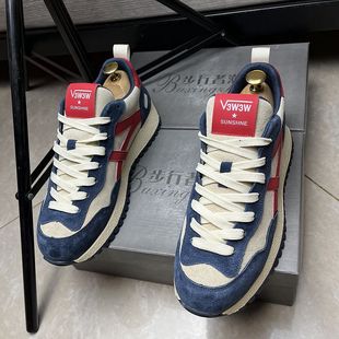 男鞋2026春款潮流百搭真皮透气阿甘鞋网红款休闲运动软底防滑板鞋