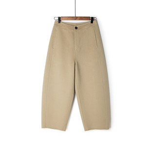 双面手工羊绒羊毛裤子女秋冬外穿保暖毛呢九分休闲裤显瘦灯笼裤