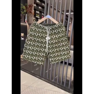 直筒短裤 百搭花色宽松裤 衩男士 新款 中裤 男生薄款 夏季 休闲五分裤