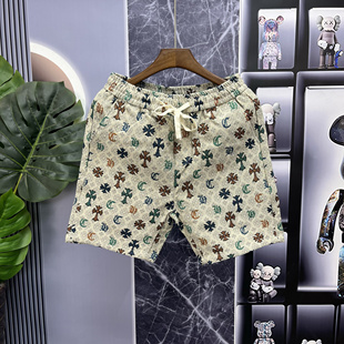 休闲时尚 潮流印花修身 短裤 欧洲站2026夏季 沙滩裤 男士 男五分裤 新款