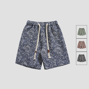 新款 男士 中裤 夏威夷风格 子百搭宽松 夏季 沙滩运动五分裤 休闲花短裤