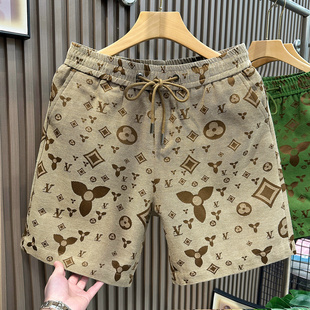 男夏季 百搭五分裤 新款 复古字母绣花宽松直筒休闲时尚 潮牌美式 短裤
