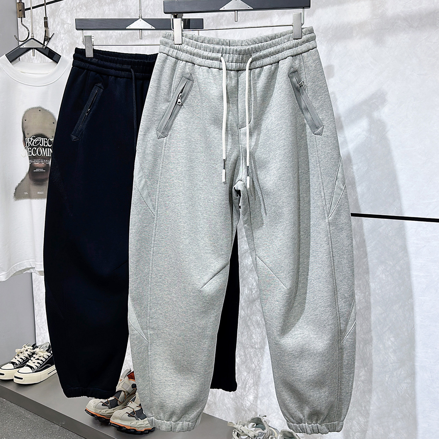 灰色裤子男春秋季2025新款宽松直筒休闲长裤青少年男生帅气运动裤