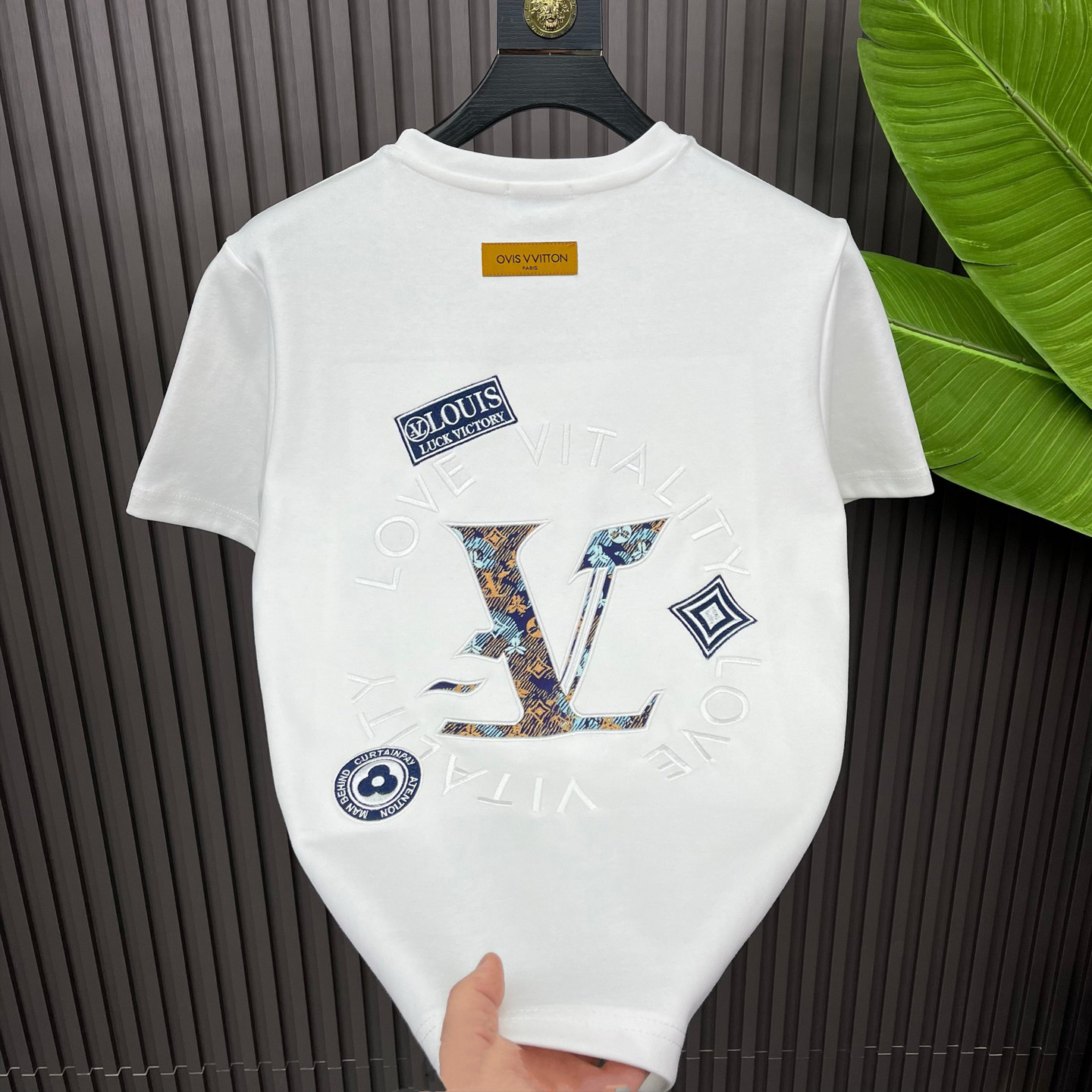 2026夏季新款潮流潮牌刺绣短袖T恤男装欧货字母修身半袖上衣轻奢