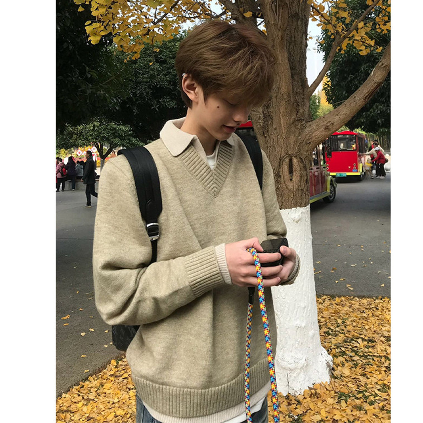 毛衣男针织毛衫潮牌帅气美式复古