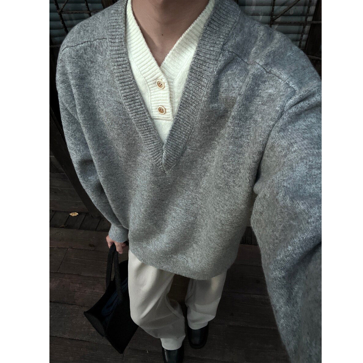 毛衣男针织毛衫潮牌帅气美式复古