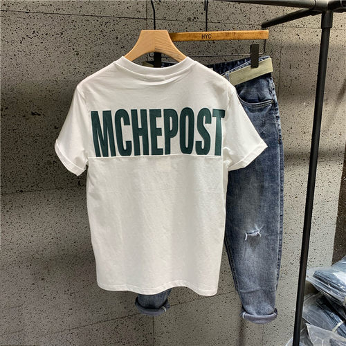 字母印花简约百搭半袖上衣服青年