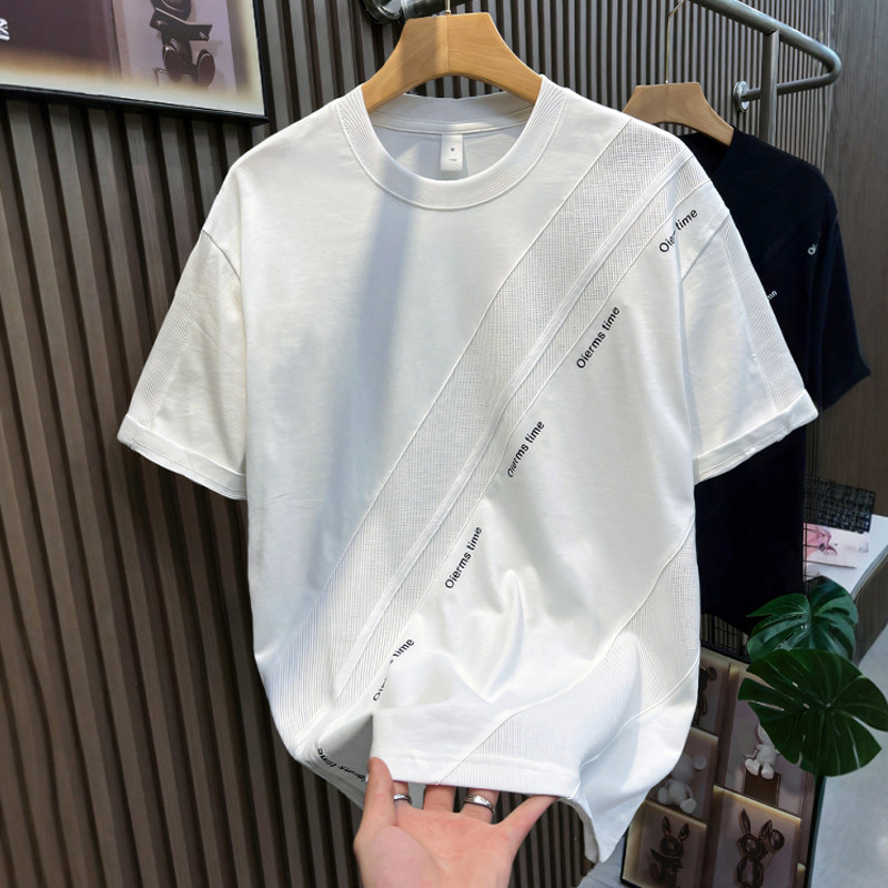 夏季高街美式2026新款短袖t恤男宽松大码ins潮牌纯棉男士半袖上衣