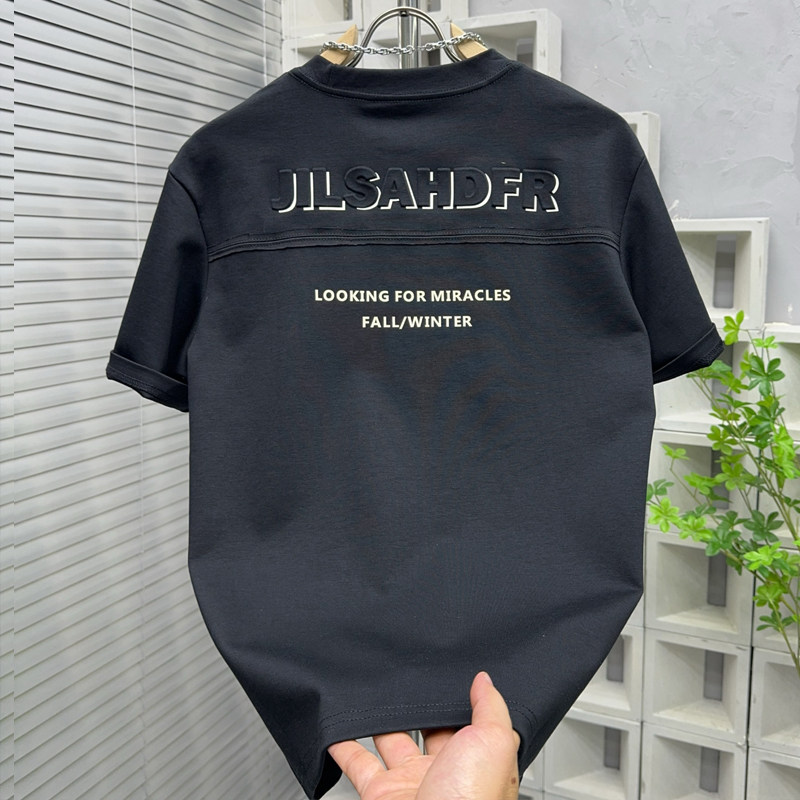 立体字母刺绣2026年夏季新款微阔落肩宽松时尚休闲圆领短袖T恤男