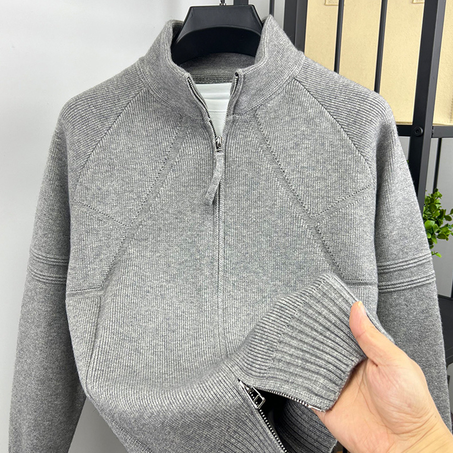 男士毛衣潮流开衫外套冬季男装高端针织衫拉链休闲上衣服加厚线衣