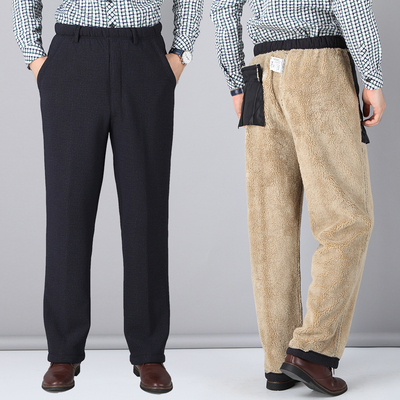 冬季中老年人加绒加厚外穿休闲裤