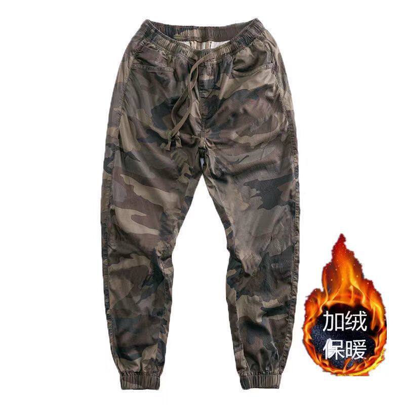 战术迷彩裤工作服多口袋束脚裤工地干活裤子耐磨宽松九分裤子