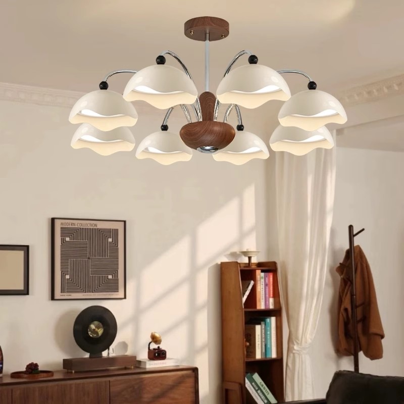 中古风客厅吊灯大厅主灯蛋壳奶油风高级感2025年新款法式复古灯具