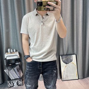 净版 新款 修身 上衣潮 简约商务休闲男装 正肩纯色polo衫 2025夏季 男士