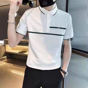 白色半袖 短袖 上衣潮流休闲体恤夏季 Polo衫 男潮牌翻领T恤2024新款