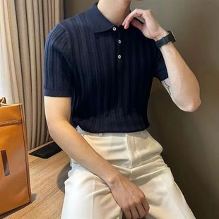 翻领纯色修身 polo男士 韩版 潮流高级薄荷曼波 冰丝薄款 美式 夏季 短袖