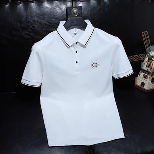 新款 男士 夏季 潮牌POLO衫 短袖 T恤流行刺绣翻领帅气高级感轻奢半袖