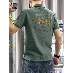 休闲薄款 新款 青年修身 翻领体恤麻料透气半袖 polo衫 棉麻短袖 男夏季
